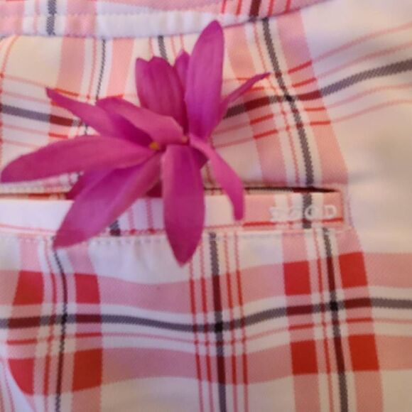 Izod XFG Womens Active Checker Slit Back Pink White Black Mini Skirt Skort Sz 6 - Picture 12 of 15